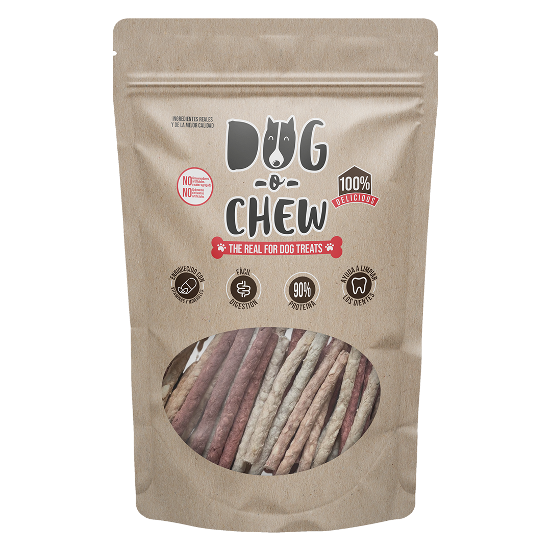 DOG-O-CHEW, Sticks, Palitos sabores Variados, Premio de Carnaza para Perro,100% Natural, Carnaza, Hueso, Sticks (50)